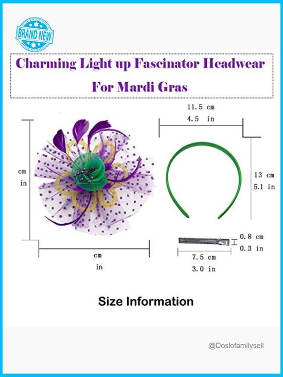 LED Light Up Fascinator Hat Feather Mesh Headband Wedding Hair Clip main image 4